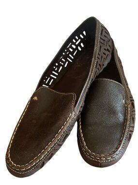 Timberland Leather Slip On Loafers Driving Shoes Perforated Comfort Flats Sz 8W